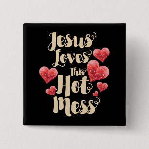 Jesus liebt diese chaotische christliche Frau Button