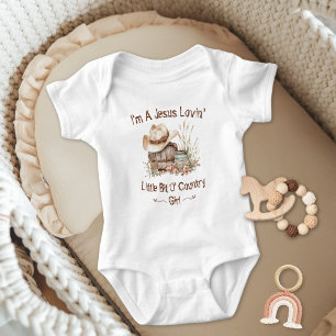 Jesus liebt ein kleines Stück Land Baby CowGirl Strampler