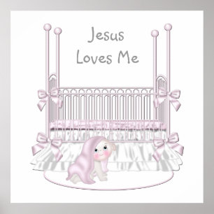 Jesus liebt mich Baby-Nursery-Wanddekoration 25x25 Poster