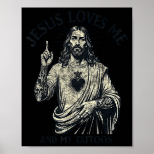 Jesus liebt mich und meine Tattoos Christlich Täto Poster