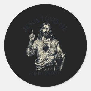 Jesus liebt mich und meine Tattoos Christlich täto Runder Aufkleber