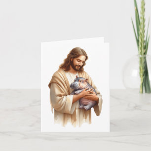 Jesus liebt Moo Deng hüpfendes Schwein Süßes Ba Karte