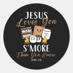 Jesus liebt Smore Christliche Kirche Camper Campin Runder Aufkleber