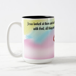 Jesus liebt uns zweifarbige tasse