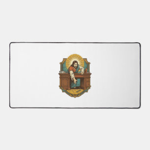 Jesus ließ den Stift hinter dem schweren Schreibti Schreibtischunterlage