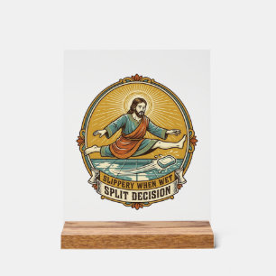 Jesus ließ feuchte Seife auf dem Badezimmerboden r Acrylschild
