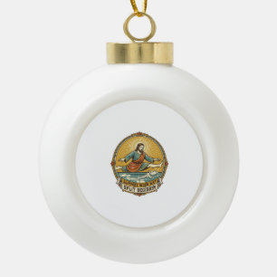 Jesus ließ feuchte Seife auf dem Badezimmerboden r Keramik Kugel-Ornament
