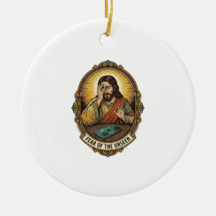 Jesus ließ Handybildschirm auf Tanzfläche Club H f Keramik Ornament