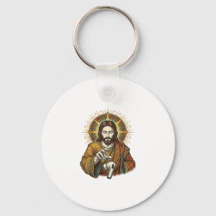 Jesus ließ kabelloses Earbud unter Schreibtisch Te Schlüsselanhänger