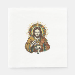 Jesus ließ kabelloses Earbud unter Schreibtisch Te Serviette
