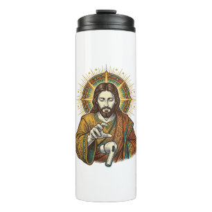 Jesus ließ kabelloses Earbud unter Schreibtisch Te Thermosbecher