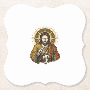 Jesus ließ kabelloses Ohrhörer unter dem Schreibti Untersetzer