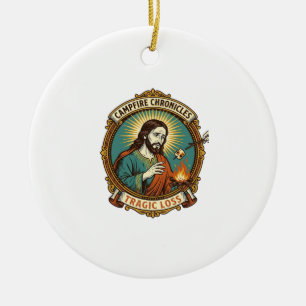Jesus ließ Marshmallow Lagerfeuer Party Fail Humor Keramik Ornament