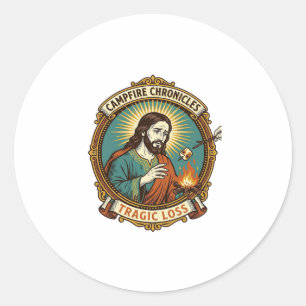 Jesus ließ Marshmallow Lagerfeuer Party Fail Humor Runder Aufkleber