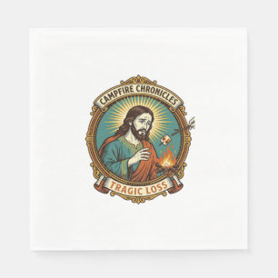 Jesus ließ Marshmallow Lagerfeuer Party Fail Humor Serviette