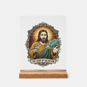 Jesus ließ rutschige Seife Duschbad ungeschickt Ba Acrylschild