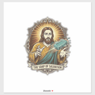 Jesus ließ rutschige Seife Duschbad ungeschickt fa Aufkleber