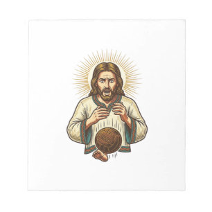 Jesus ließ schweren Medizinball fallen Zeh Schmerz Notizblock