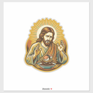 Jesus ließ Sushi in Sojasauce fallen Spritzer Food Aufkleber