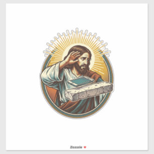 Jesus ließ Telefon Gesicht flach Beton Panik Bilds Aufkleber