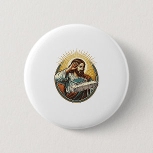 Jesus ließ Telefon Gesicht flach Beton Panik Bilds Button