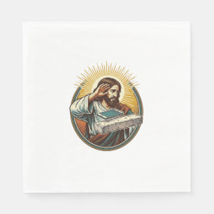 Jesus ließ Telefon Gesicht flach Beton Panik Bilds Serviette