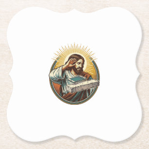Jesus ließ Telefon Gesicht flach Beton Panik Bilds Untersetzer