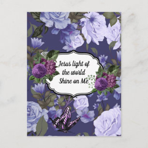 Jesus Light of the World Floral Postcard Designer Postkarte