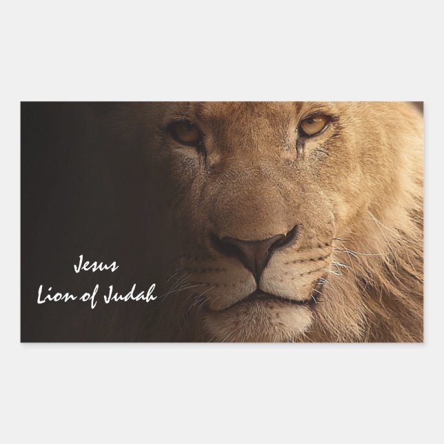 Jesus Lion of Judah Christliches Zitat Rechteckiger Aufkleber (Vorderseite)