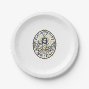 Jesus Lo Fi Lernbeats Ästhetisches Grafik T-Shirt Pappteller