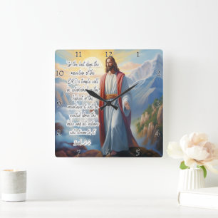 Jesus: Lord's Temple, Nations, Isaiah Quadratische Wanduhr