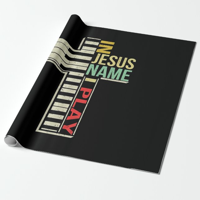 Jesus Love In Jesus Name I Play Piano Christian Geschenkpapier (Ungerollt)