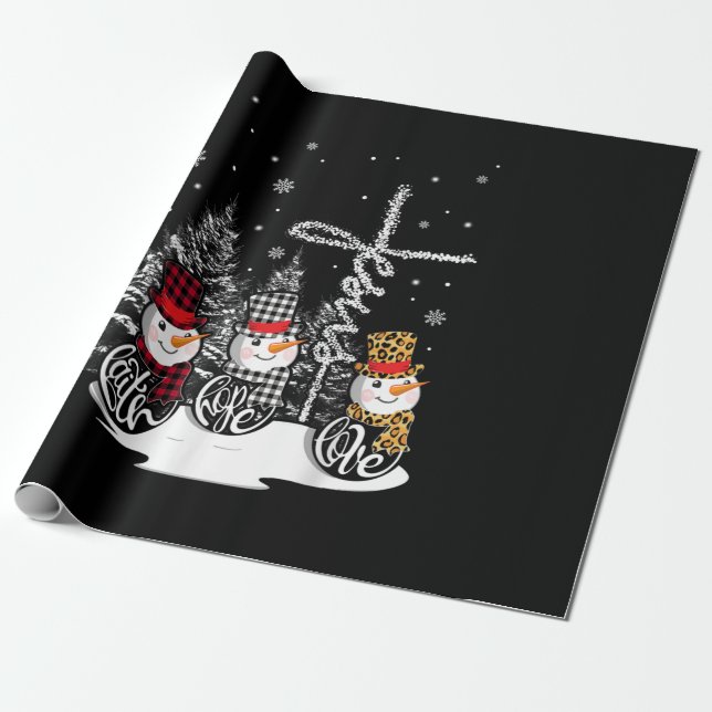 Jesus Love Jesus Faith | Hope Love Snowman Geschenkpapier (Ungerollt)