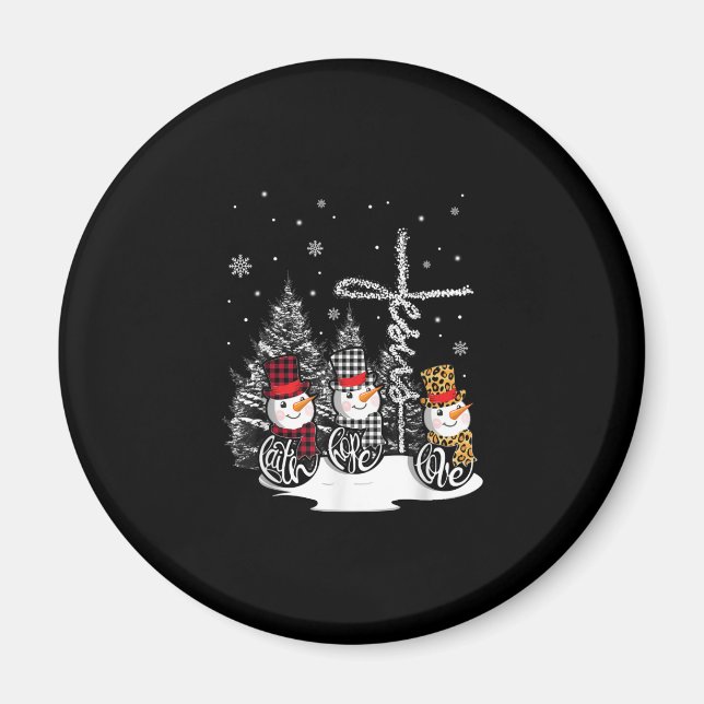 Jesus Love Jesus Faith | Hope Love Snowman Magnet (Vorne)