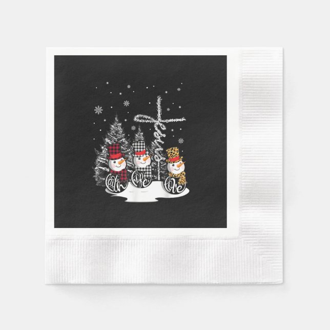 Jesus Love Jesus Faith | Hope Love Snowman Serviette (Vorderseite)