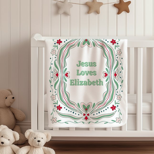 Jesus Loves Custom Name Fleece Blanket Baby Gift (Von Creator hochgeladen)