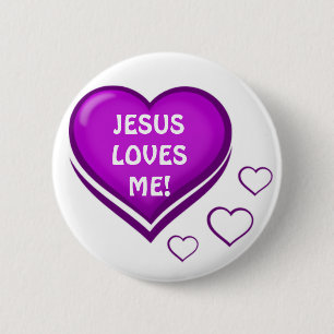 Jesus Loves Me!_ Purple Heart-Loves_ Button