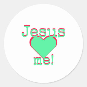 Jesus loves me runder aufkleber