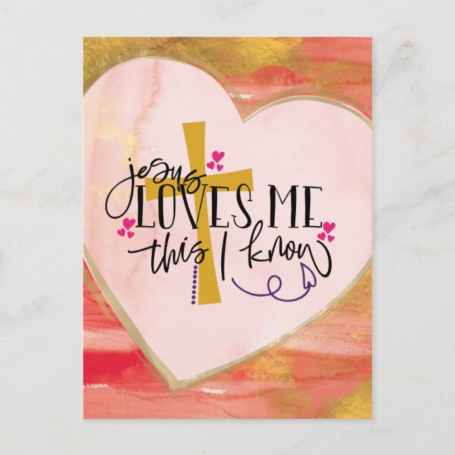"Jesus Loves Me This I Know" Valentine's Day Postkarte (Vorderseite)