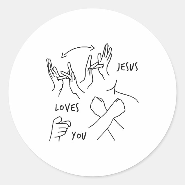 Jesus Loves You Asl Sign Language Christian  Runder Aufkleber (Vorderseite)