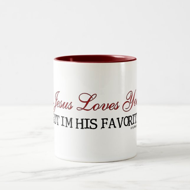 Jesus Loves You Favorite Zweifarbige Tasse (Mittel)
