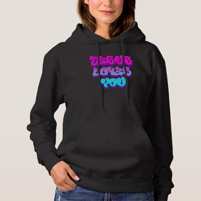 Jesus Loves You Graffiti Christian Hoodie (Vorderseite)