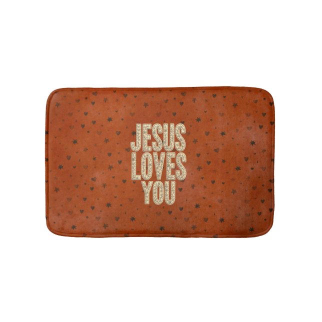 Jesus Loves You Rustic Christian Encouragement Badematte (Vorderseite)