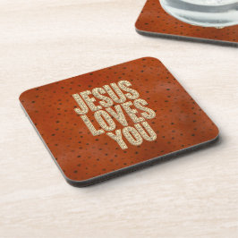 Jesus Loves You Rustic Christian Encouragement Getränkeuntersetzer
