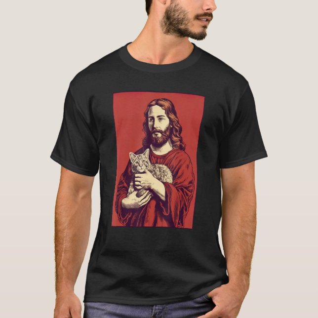 Jesus Loving Cat God Christian Cat  Cat Dad Men T-Shirt (Vorderseite)