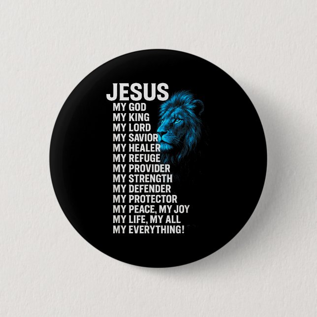Jesus - Löwe Christlicher König Herr Retter Glaube Button (Vorderseite)