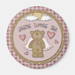 Jésus m'aime aimant chrétien d'ange d'ours de