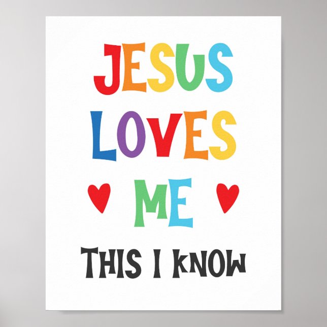Jésus M'Aime Ce Je Connais Enfants Poster Chrétien (Devant)