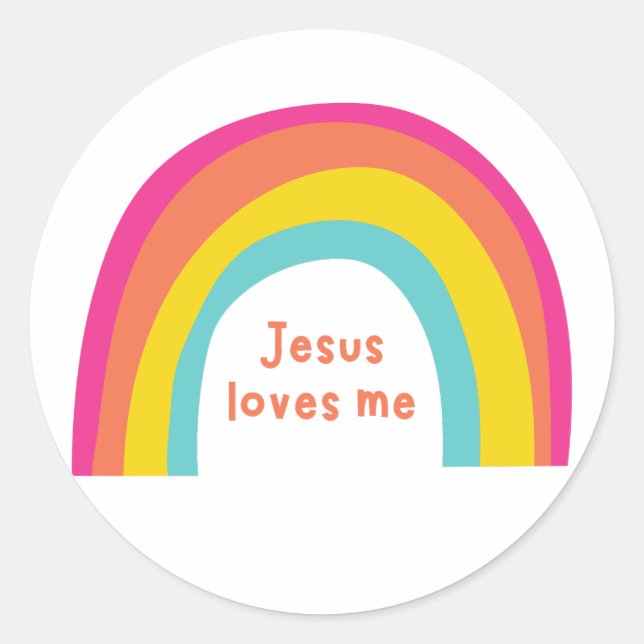 Jésus m'aime Stickers enfants arc-en-ciel (Devant)