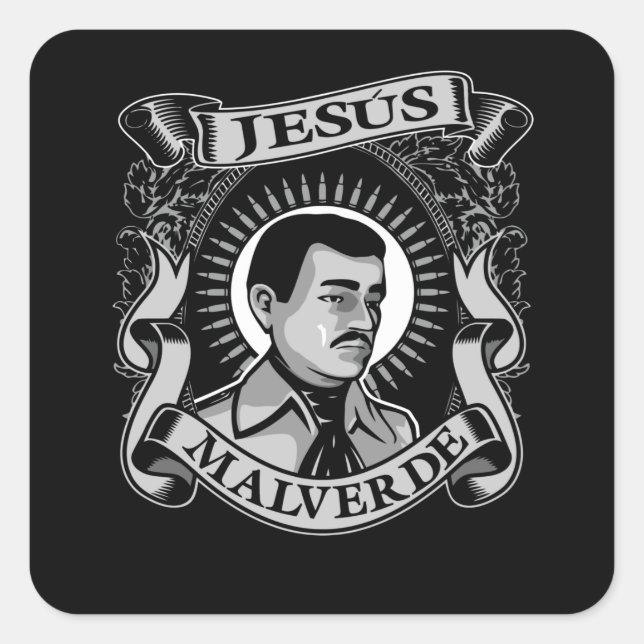 Jesus Malverde Gift Mexican Hero Jesus Malverde Quadratischer Aufkleber (Vorderseite)